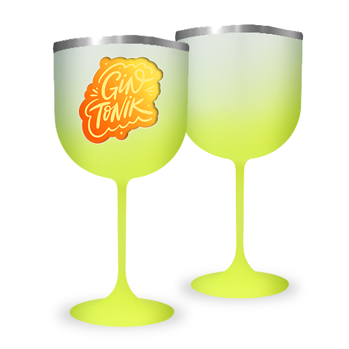 Taça de Gin Degradê | 650ml | Degradê Amarela | Borda Prata