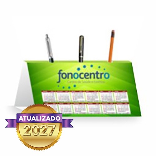 Calendário de Mesa c/ Porta Canetas | 25x14cm | 4/0 | UV 1/0